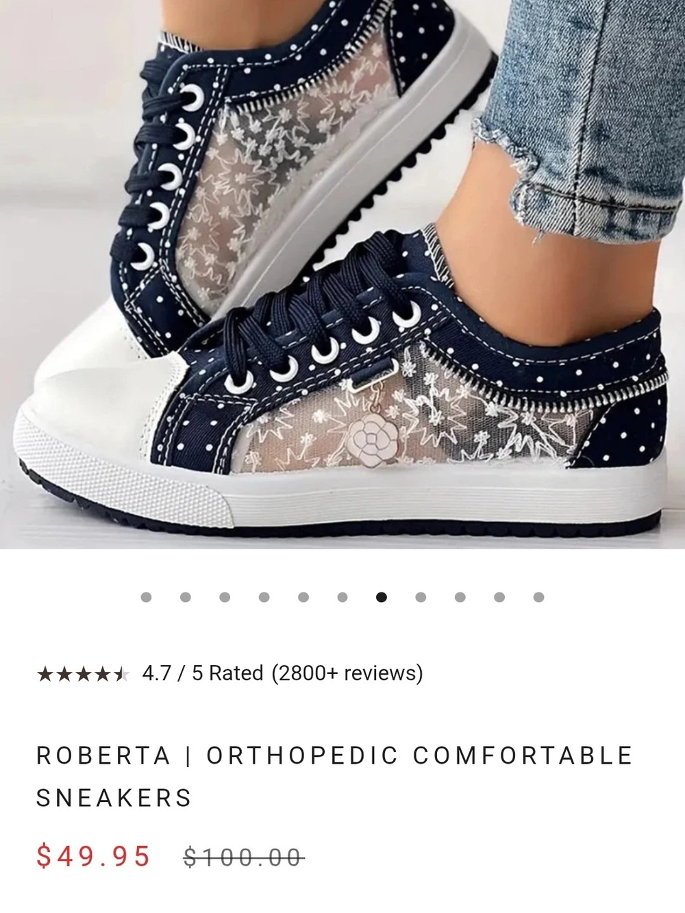 Roberta Bridal Women's Navy Lace Casual Sneakers